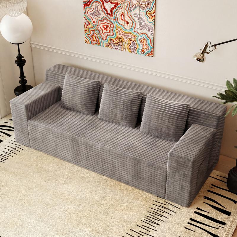 Space-Saving 71" Corduroy Sofa for Small Spaces, Apartments & Offices - 3-Seat Deep Couch, No Assembly Required, Comfy for Living Room, Bedroom, Conference