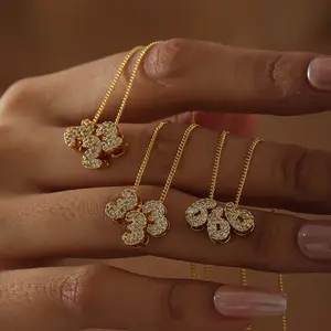 Zircon Bubble Number Necklace Bubble Angle Number Necklace 777 for Women 18K Gold Plated Lucky Number Pendant Numerology Jewelry Friendship Birthday Gift Valentine's Day