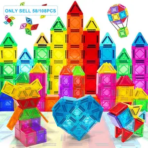 58/108pcs Mini Magnetic Building Blocks, Geometric Shapes, Small Size Creative Toys for Kids, Perfect Gift for Boys Girls, Building Block Set
