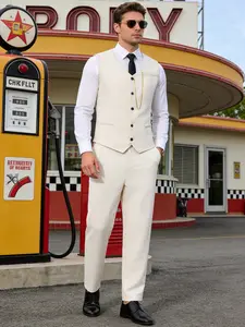 Teenage Gentleman Party Host Costume, Boys Suit Formal Dress Pants Vest Suit Set for Boys Wedding Outfits