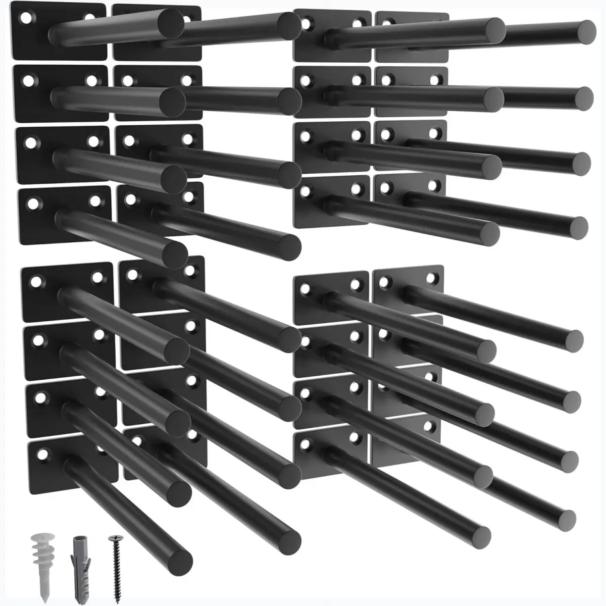 Black 32 Pack-8 inch Floating Shelf Bracket, Concealed Shelf Support,Hidden Brackets for Floating Wood Shelves Decor Industrial