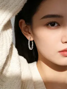 Elegant Four Flower Zircon Hoop Earrings, Perfect for Parties and Events, Ladies Fashion Jewelry, Stylish Accessory for Women