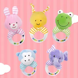 Hand rattle, hand grip follow-up, visual training, early education toys, cute animals