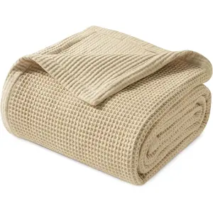 Queen Size 400GSM Muslin Blanket (90x90 in) - Soft Breathable Luxury Fabric, Reversible Sides, French Oak Design, Cold-Weather Layered Bedding, Home Decor Gift