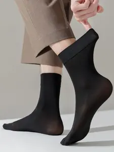 Women's Silk Socks, Mid-Calf Summer Thin Velvet Short Socks, Ultra-Thin Breathable Pile Socks, Pack of 10, Ice Cool Design