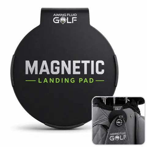 Aiming Fluid Golf Magnetic Landing Pad - Universal Bag Mount, Essential Golf Accessory, Ferrous Surface Compatible, Fixed Docking Spot, Predictable Attachment, Reduces Variability, Streamlines Between-Shot Routines