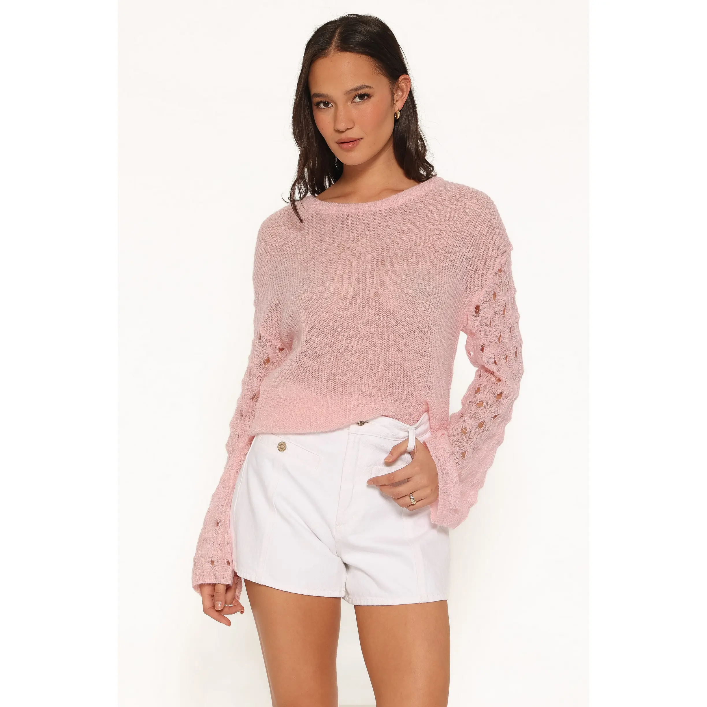 Janina Open Stitch Sweater - Pink