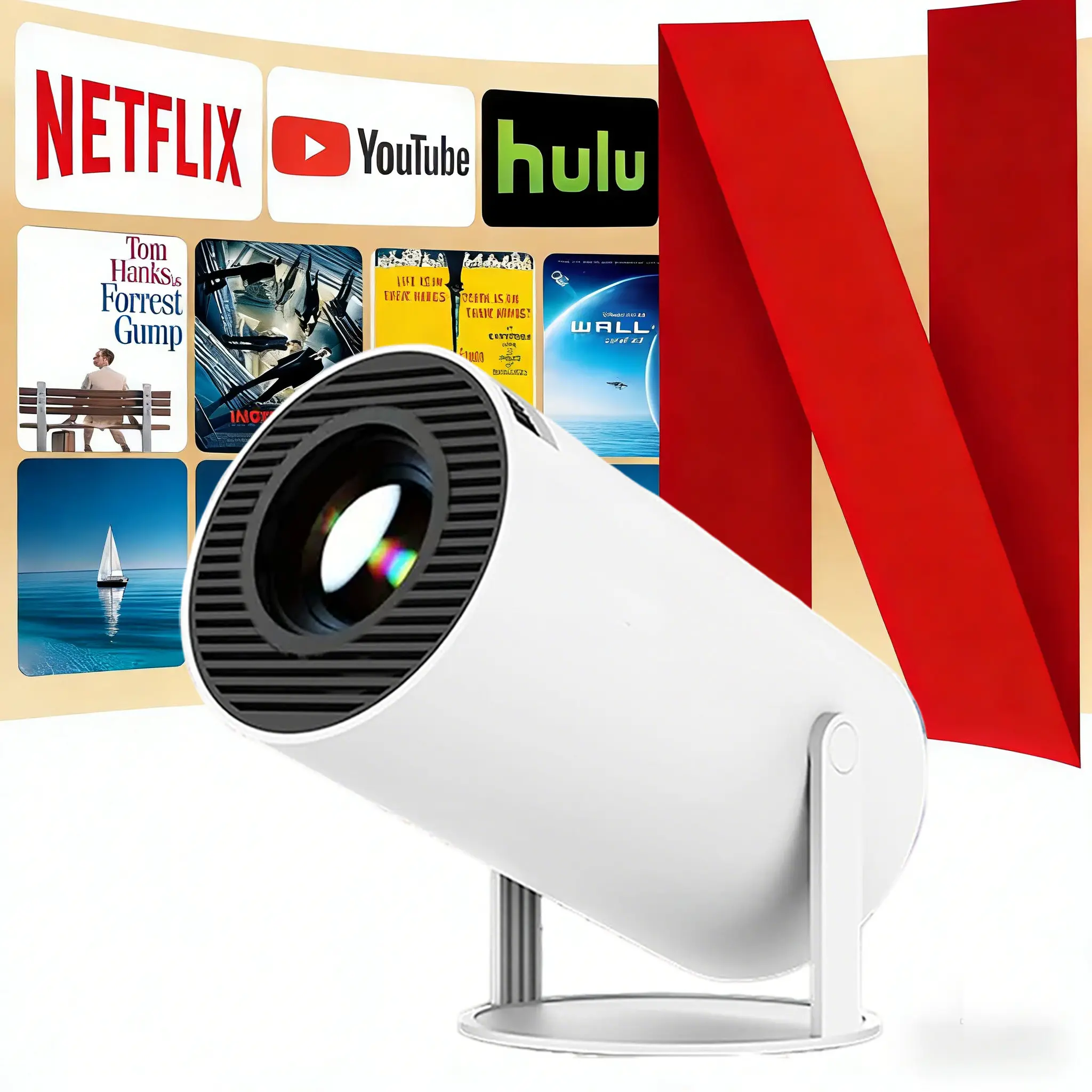 Portable Projector Outdoor Mini with 5G WiFi 5 & BT 5.0 720P Full HD for Android Audio Bluetooth Gaming Home Theater