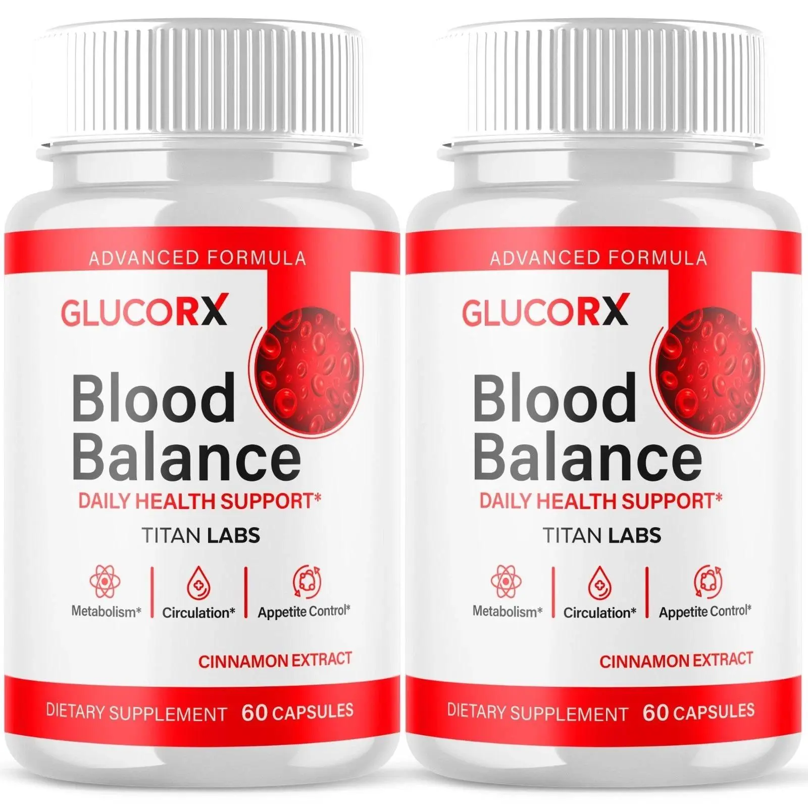 (2 Pack) GlucoRX Advanced Health Support Vitamin Dietary Supplement, Metabolism Blended Vitamins & Minerals, Blood Pressure Control Bulk Pack (120 Capsules)