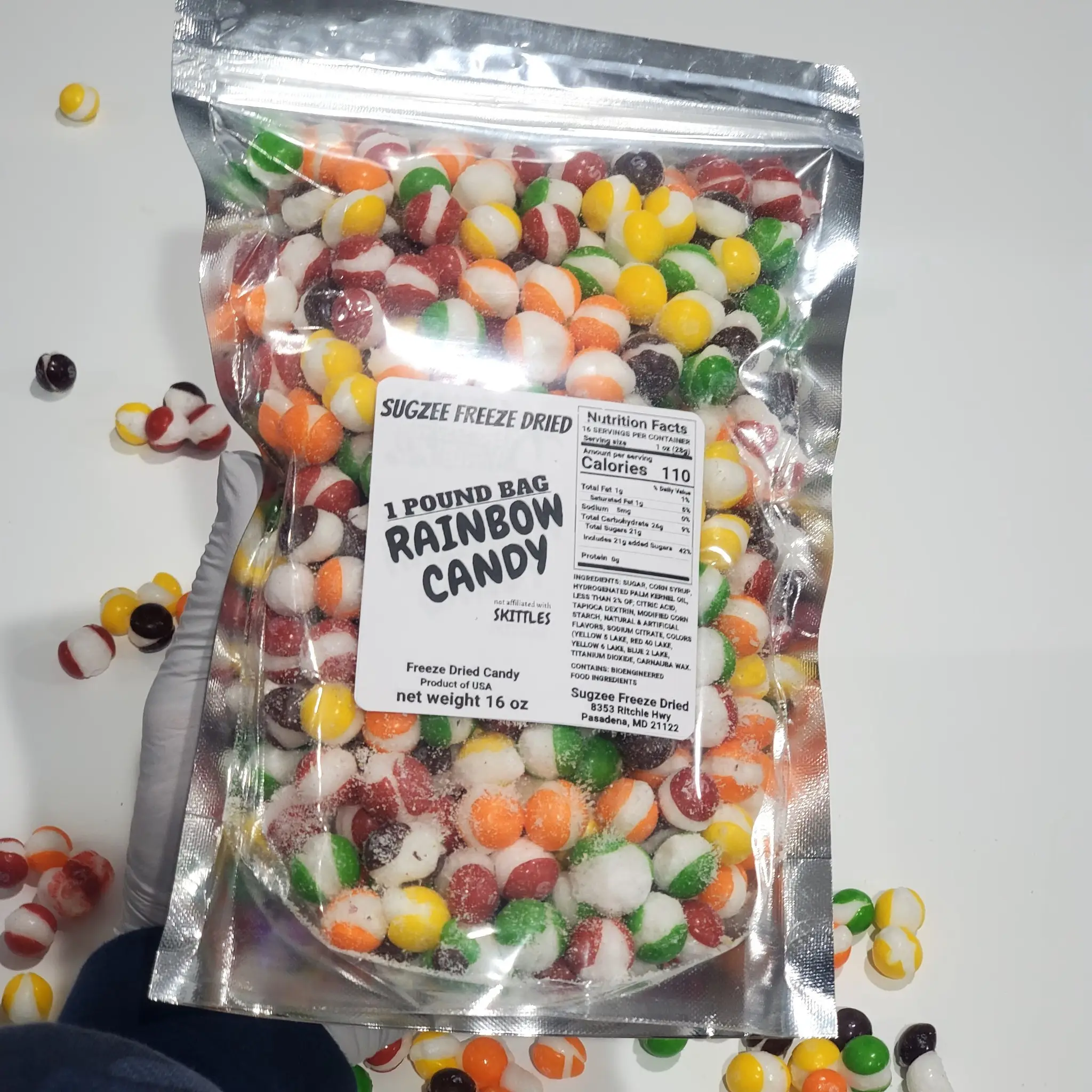 1 Pound bag - Freeze Dried RAINBOW CLOUDS CANDY - (not affiliated with Skittles)