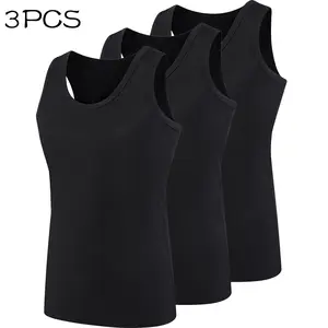 Men’s Stretch Tank Top, Set of 3 Slimming Base Layers, Sleeveless Sports/Fitness T‑Shirt