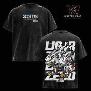 Liger Zero Zoids New Century Zero T-Shirt, Oversized Washed Vintage Anime Tee, Mecha Robot Graphic Shirt, Retro 90s Japanese Anime Streetwear
