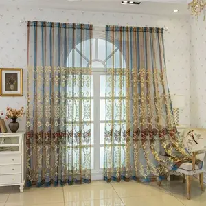 Vintage Embroidered Curtain Thread, Window Curtain, Elegant Home Decor, Suitable for Bedroom, Office, Kitchen, Living Room, 1 Piece