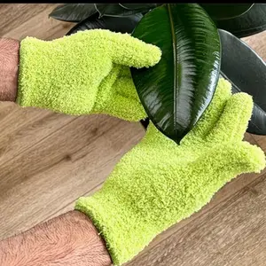 2pcs/set cleaning Dusting Gloves , Extendable Fingertips for Blinds, Ceiling Fans, Car Vents, Plants, Soft Coral Fleece Lining, Breathable And Reusable, Must-Home Cleaning Essential Gift, home cleaning essential, Car Cleaning Tool