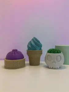 3 pc 3D Printed clicker- Dumpling, Ice cream, skull