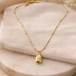 Star Drop Pendant Necklace for Women – Gold Plated Stainless Steel | Elegant Minimal Star Jewelry | 18 Inch