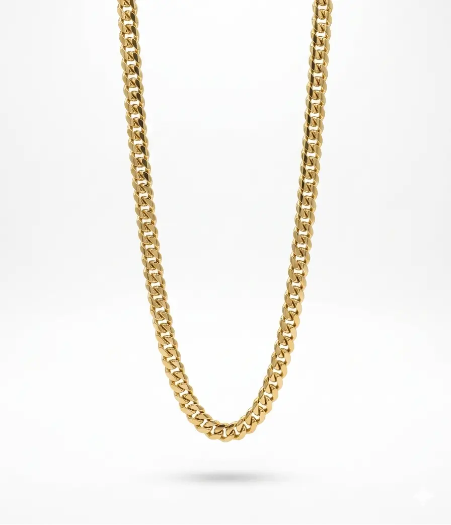 8MM 14KT Gold Over Silver Cuban Link Chain (Handmade)