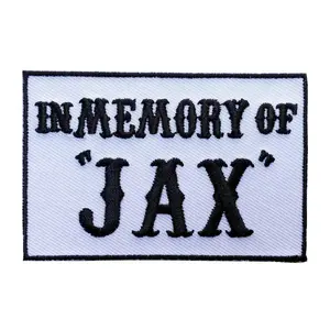 in Memory of Jax Outlaw 3.5 inch Iron on Biker Patch (BLK-WHT)