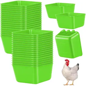 20 count Cage Cups Chicken Feeder Waterer 16 oz Birds Feeders Hanging Bunny Cage Feeder Chicken Water Bowl for Pet Parrot Rooster Parakeet Gamefowl Poultry Pigeon Wire Cage (Green)