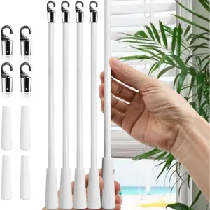 17 Inches White Fiberglass Blind Tilt Wand Replacement with Hook 4 Pcs for Window Pull Supplies