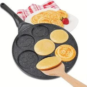 7 Hole Pancake Pan, Non Stick Pancake Pan with Handle, Creative Breakfast Cookware for Home Kitchen