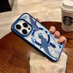 Whale Shark Pattern Clear Magnetic Phone Case , Compatible with MagSafe Silicone Bumper Protective Cover For iPhone X 11 12 13 14 15 16 Pro Max Plus