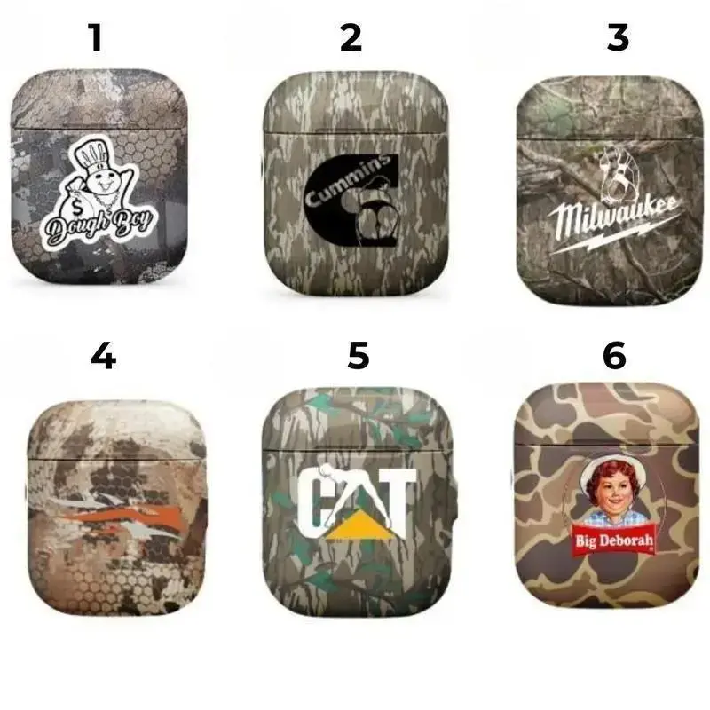 Vintage Duck Hunting Camo Polycarbonate Handheld Wireless Headphone Case with Carabiner - Shockproof Shell, Vivid 3D Wrap Protection, Charging-Compatible for Gen 1-4 Audio Earbuds, Rugged Outdoor Accessory