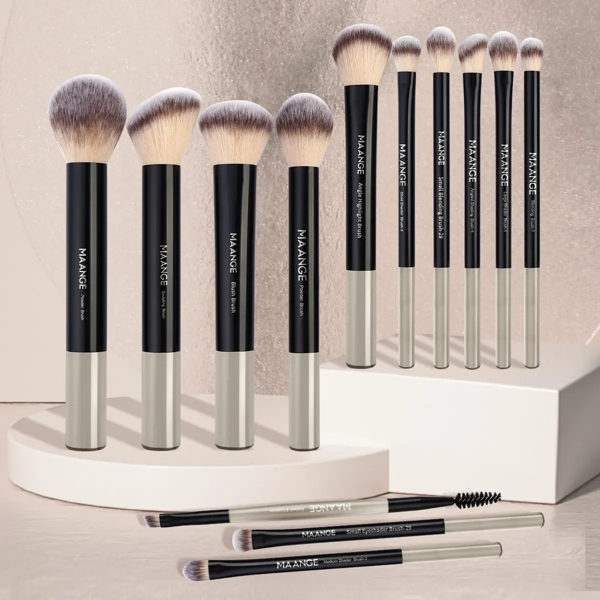 Maange 13-Piece Makeup Brush Set, Foundation Brush, Blush Brush, Loose Powder Brush, Eyeshadow Brush, Mascara Brush, Highlighter Brush, Travel-Friendly