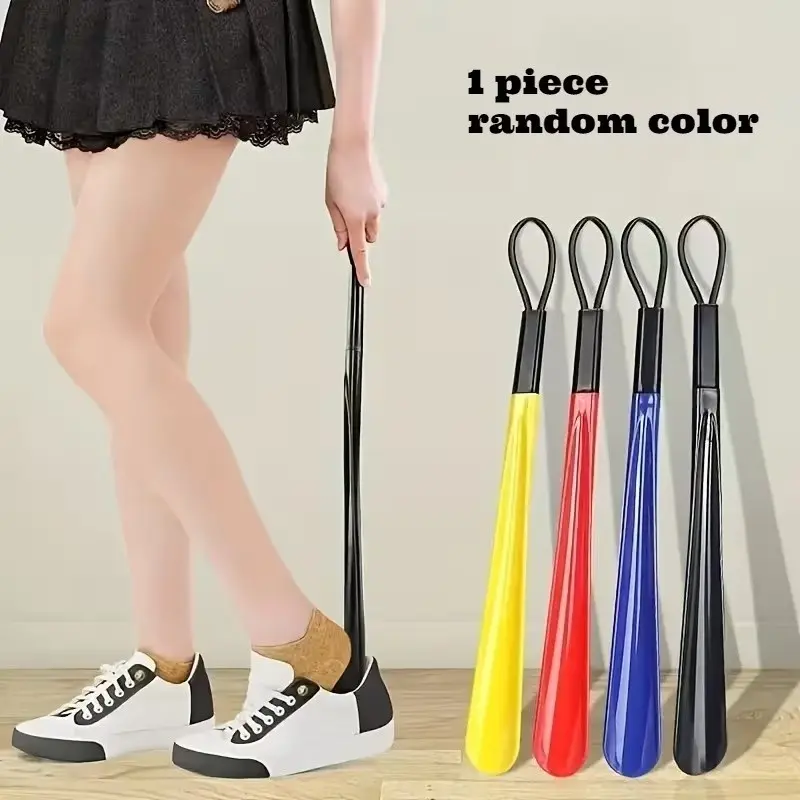Long Flexible Plastic Shoe Horn, Hangable Design, Ideal for All Shoes, Waist Protection, Essential for Seniors and Pregnant Women