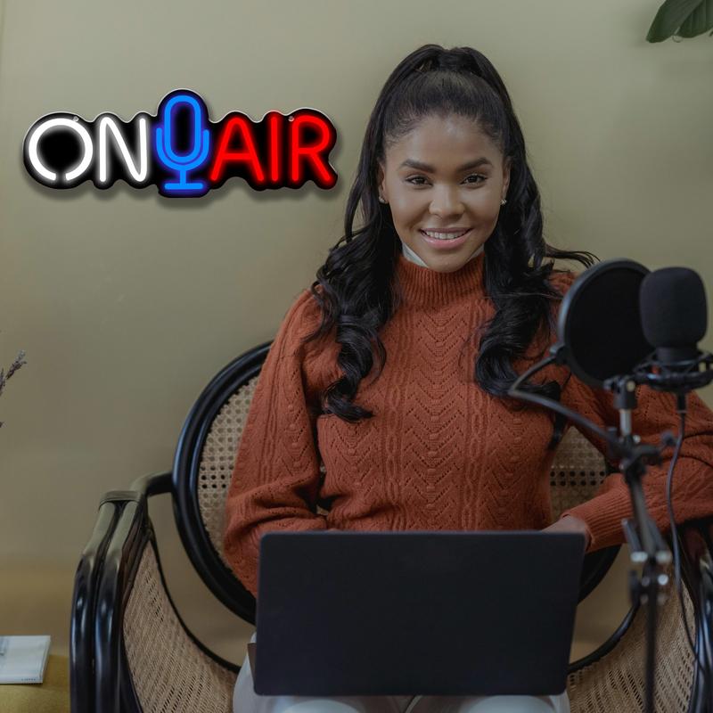 Adjustable on Air Neon Sign LED Wall Decor, Live Streaming Light-Up Logo for Home Studio Game Room Bar Club Garage Party Art Decoration