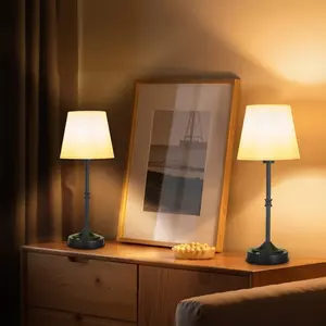 fathersdaygift VEVOR Cordless Table Lamp, 2 Pack, 5200mAh Built-in Rechargeable Battery Desk Lamp, 3-Level Brightness, Fabric Shade, 2700-3000K Color Temperature, Table Light for Restaurant, Bedroom, Bars, Black
