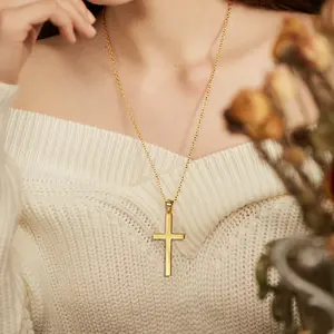 U7 Simple Cross For Unisex Necklace Chain