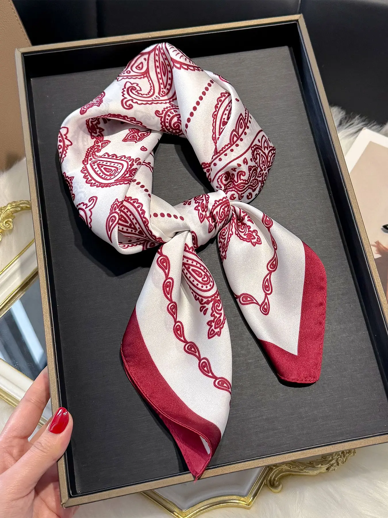 Women's Boho Style Cashew Flower Scarf, Headscarf, Breathable Multifunctional Headband, Fashionable Daily Wear Accessory, All Seasons Twists