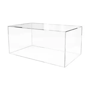 Acrylic Display Riser Box with One Open Side 20" x 12" x 9" No Lid Versatile Clear Rectangular Dust Cover Retail Merchandise Storage Bin or Product Platform by 321 Plastics