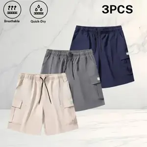 Summer Breathable Quick-Dry Cargo Shorts 3-Piece Set — Fashionable cargo style, loose fit that flatters the figure, unisex design suitable for running, fitness, and outdoor activities
