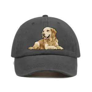 Adjustable Baseball Cap with Golden Retriever Print, Casual Polyester Sports Hat, Ideal Gift for Soccer Events