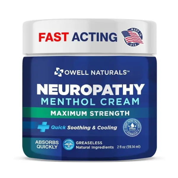 OWELL NATURALS Neuropathy Cream for Foot Hands Legs Toes with Arnica Vitamin B6 Aloe Vera MSM Made in USA Fast Acting Non Greasy All Natural