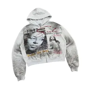 Y2k American Hip Hop Harajuku Retro Cartoon Printed Sweatshirt Men Casual Loose Hip Hop Oversized Zipper Hoodie Women fashion Menswear Tops Monaco Yacht Club Flag compression muscle