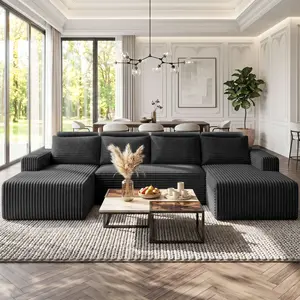 114-inch modular sofa, cloud version softness, corduroy material, living room sofa, sofa bed