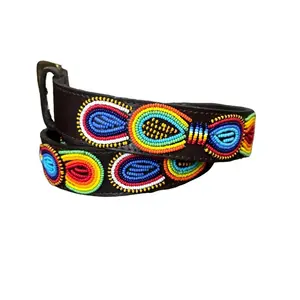 Maasai Beaded Leather Belt - Unisex, Handmade, Unique Design, Durable Materials