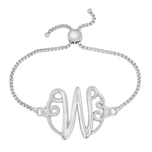 Stately Steel Stainless Steel Initial Chain Adjustable Bracelet
