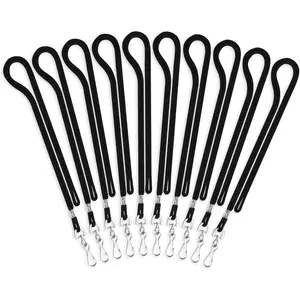 - Lanyard (Black, 36 Inch, 250 Pack), ID Badge Lanyards, Round Woven Lanyards with J-Hook