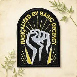 Radicalized by Basic Decency Resist Embroidery Patch, Embroidered Patches, Embroidery Appliques, Heat Transfer Back Adhesive, Suitable for Clothes, Jackets, Hats, Accessories