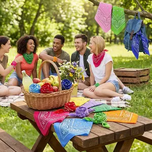 24 Pcs Bandanas Bulk for Women Men - 22 x 22 Inch Paisley Print Outdoor Headband Cowboy Handkerchief Summer Scarf Neck Gaiter for Hiking Camping Music Festival Beach Party Accessories Fashion Style