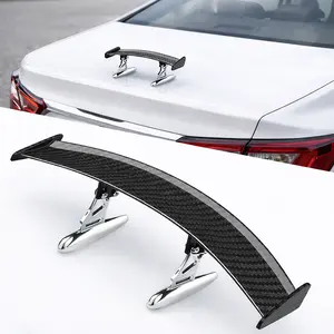 Universal Rear Spoiler Wing Carbon Fiber Texture Rear Tail Wing ABS No Drill Punch-Free Trunk Spoiler Cool Car Decoration Accessories