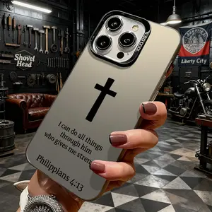 Minimalist Christian Cross Bible Verse Typography Design Case for iPhone 17 16 15 14 Pro Max 13 12 11 XR XS Plus Air Slim Shockproof Anti Drop Protective TPU Cover