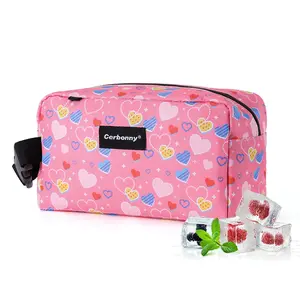 Cerbonny Mini Freezable Bag for Girl, Cute Pink Heart Pattern, Small Cooler Bag, Little Lunch Bag, 3 Cans Capacity, Great Gift TikTokShopBlackFriday