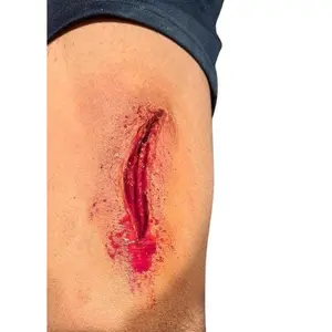 Realistic Latex Prosthetic Wound - Fresh Gash, Injury - Special Effects Makeup Prop for Halloween, Cosplay, Film & Theater