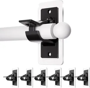 6-piece self-adhesive rod holders, no-drill curtain rod fixators, nail-free adhesive curtain rod hooks, suitable for curtains in bathrooms, bedrooms, and living rooms, can support a weight of 20 pounds on smooth surfaces