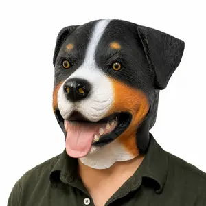 Derby Bernese Mountain Dog Latex Mask for Adults, Realistic Funny Animal Head Cover, Party Photo Prop, Perfect for Halloween, Cosplay, and Pet Videos